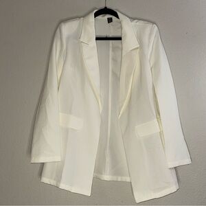 Women's White Open-Front Blazer Jacket